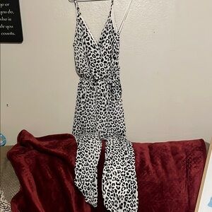 Express Black and White Animal Print Jumpsuit